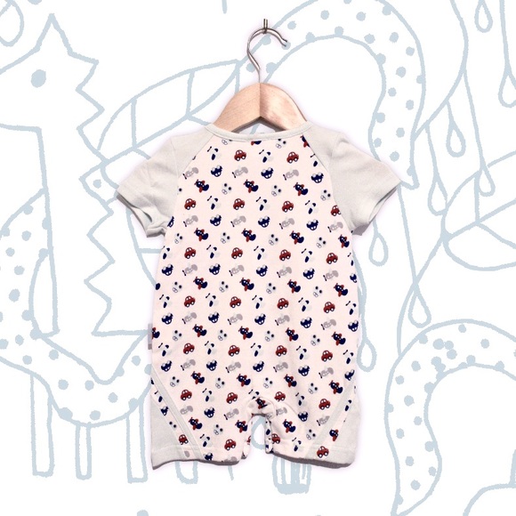 Baby Boys Short Sleeve Romper Button One-Piece - Picture 2 of 2